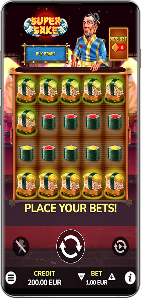 widok slota Super Sake w telefonie